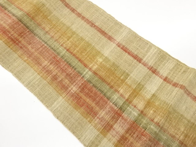 JAPANESE NAGOYA OBI FOR SUMMER / TSUMUGI / WOVEN ABSTRACT STRIPE